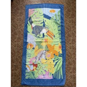 Sultan's Linens Beach Towel Toucan Rainforest Vintage Y2K 90s Colorful Faded